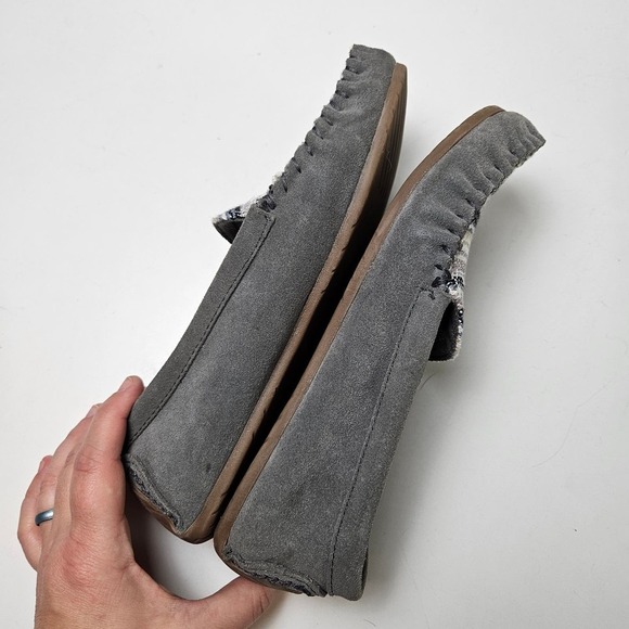 Minnetonka Sophia Suede Leather Boho Slip On Shoes‎ Moccasins Women's 7 Grey - Picture 6 of 10